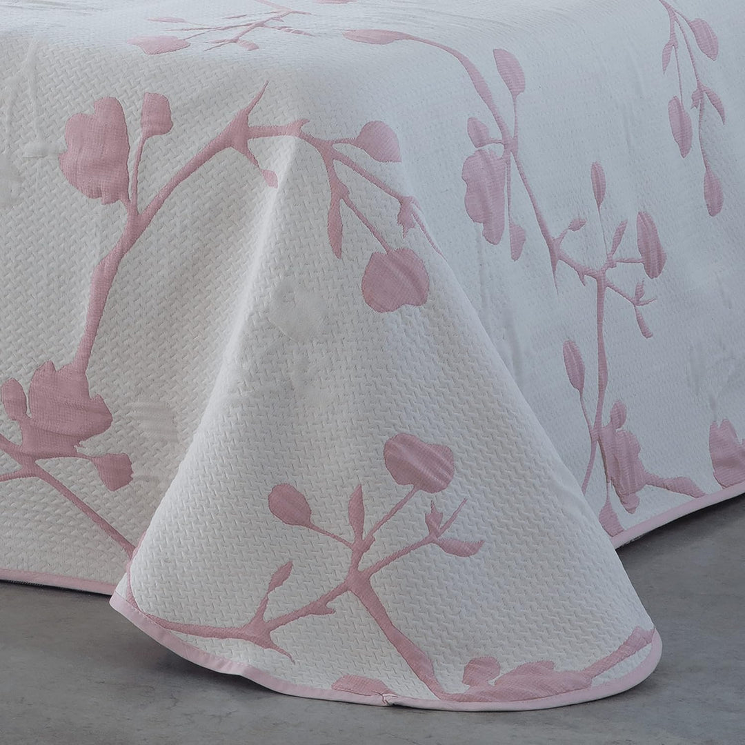 VIALMAN Leichte Tagesdecke Sofia 20 für Einzelbett, 105 cm, Polyester Baumwolle, Rosa, Cama 180 y 20