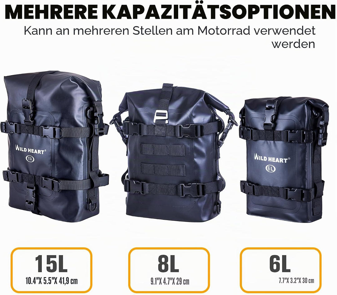 WILD HEART Motorrad-Trockentasche Sturzbügel-Taschen Motorrad-Tasche verwendet als Motorrad-Gepäck S