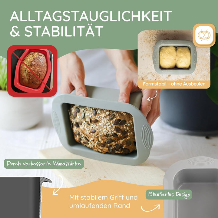 Backefix flexible Silikon Batzenform bis 500g, Kastenform klein 15cm, ideale grösse für Single-Haush