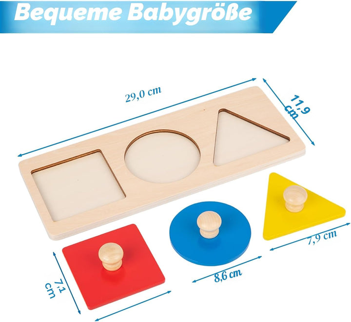 Adena Montessori First Jumbo Knob Wooden Shape Puzzles for Toddlers 1-3,Multiple Peg Shapes Puzzle S