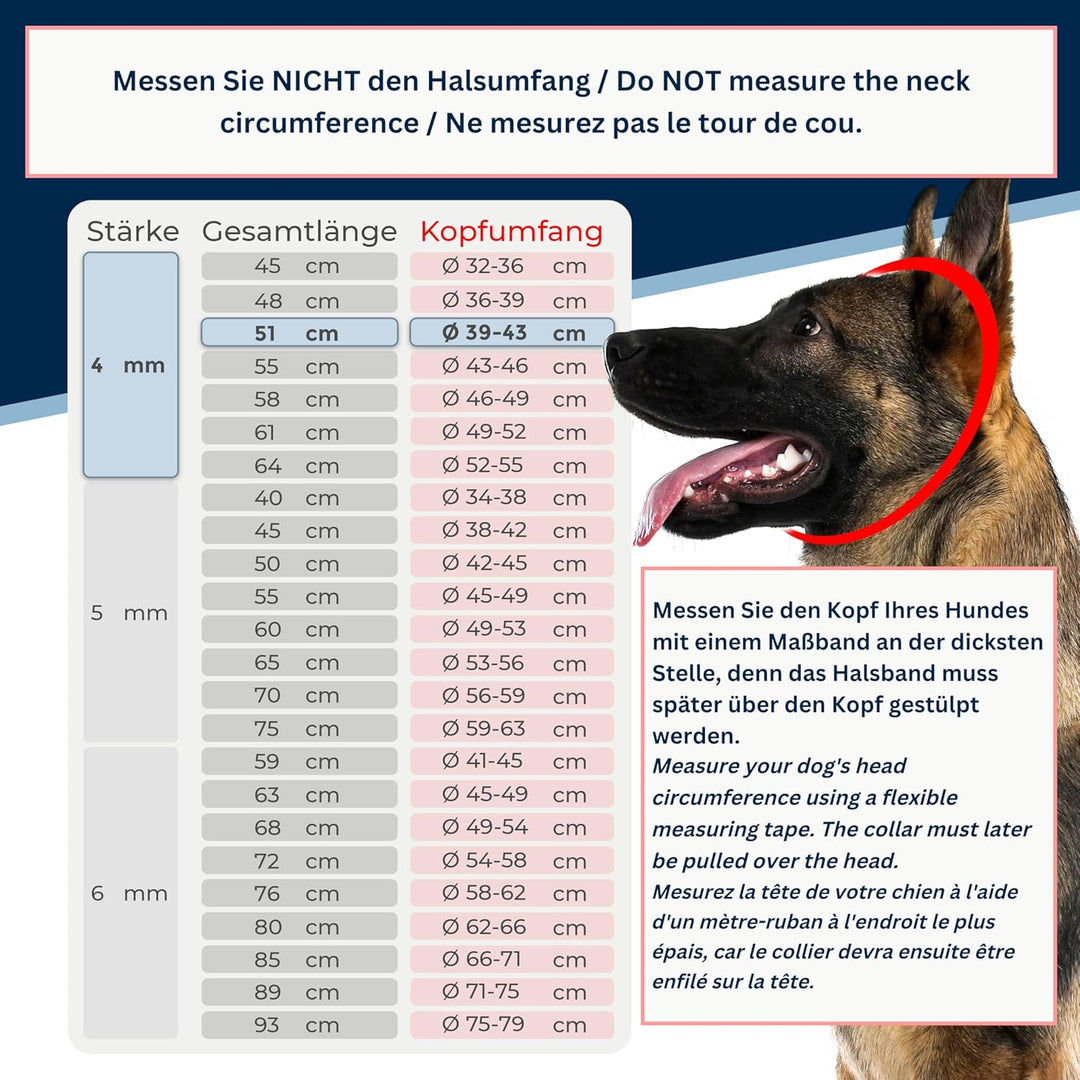 Kettenwürger für Hunde mit Kopfumfang 39-43 cm aus Edelstahl V4A Hundekette mit Zugstop Kettenhalsba