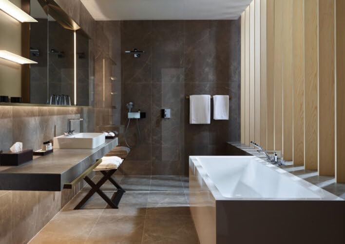 hansgrohe 3-Loch Waschtischarmatur Metropol, Wasserhahn Bad mit Auslauf Höhe 160 mm, mit Push-Open A