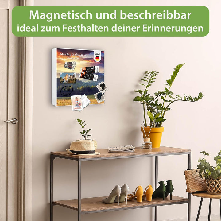 banjado® Grosser Schlüsselkasten Glas/Schlüsselbox 30cm x 30cm mit 50 Haken - Motiv Karpaten Sunset/
