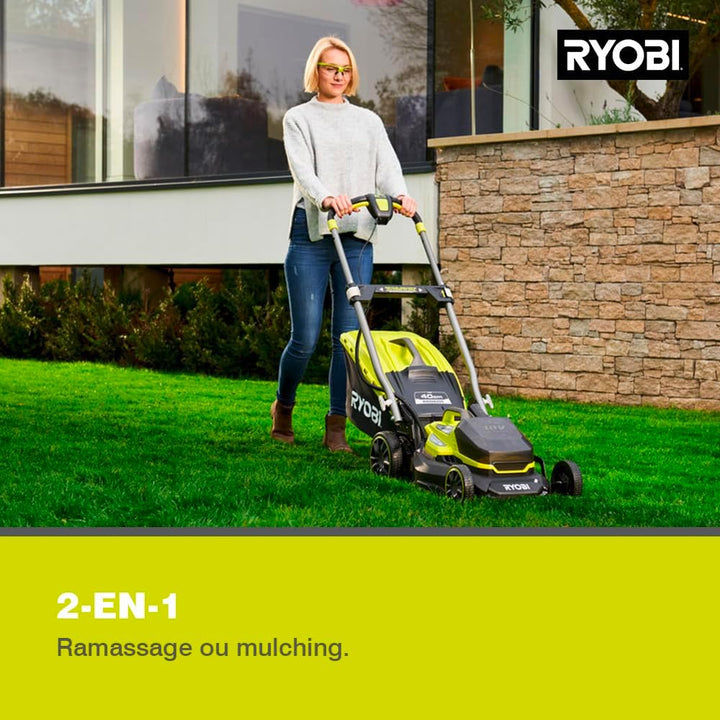 RYOBI 18 V ONE+ Brushless Akku-Rasenmäher RY18LMX40A-150 (Schnittbreite 40 cm, 6-fache Höhenverstell