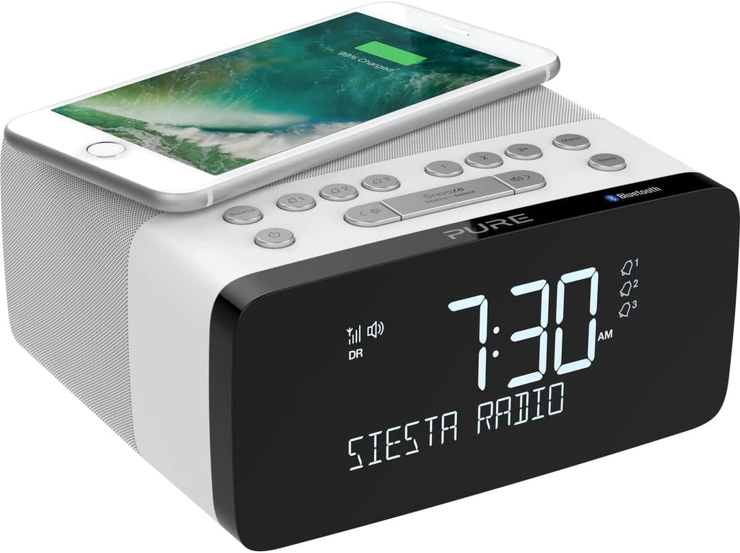 Pure Siesta Charge Bluetooth Radiowecker Digital mit Ladepad (DAB/DAB+ Digital- und UKW-Radiowecker,
