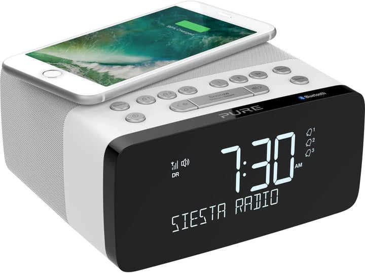 Pure Siesta Charge Bluetooth Radiowecker Digital mit Ladepad (DAB/DAB+ Digital- und UKW-Radiowecker,