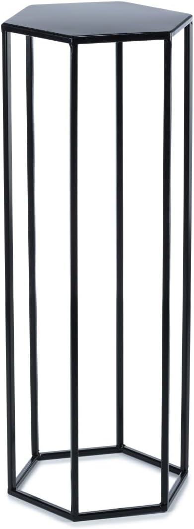 moderner Blumenhocker aus Metall 70 cm sechseckig schwarz Deko Plant Stand Schwarz 70 cm, Schwarz 70