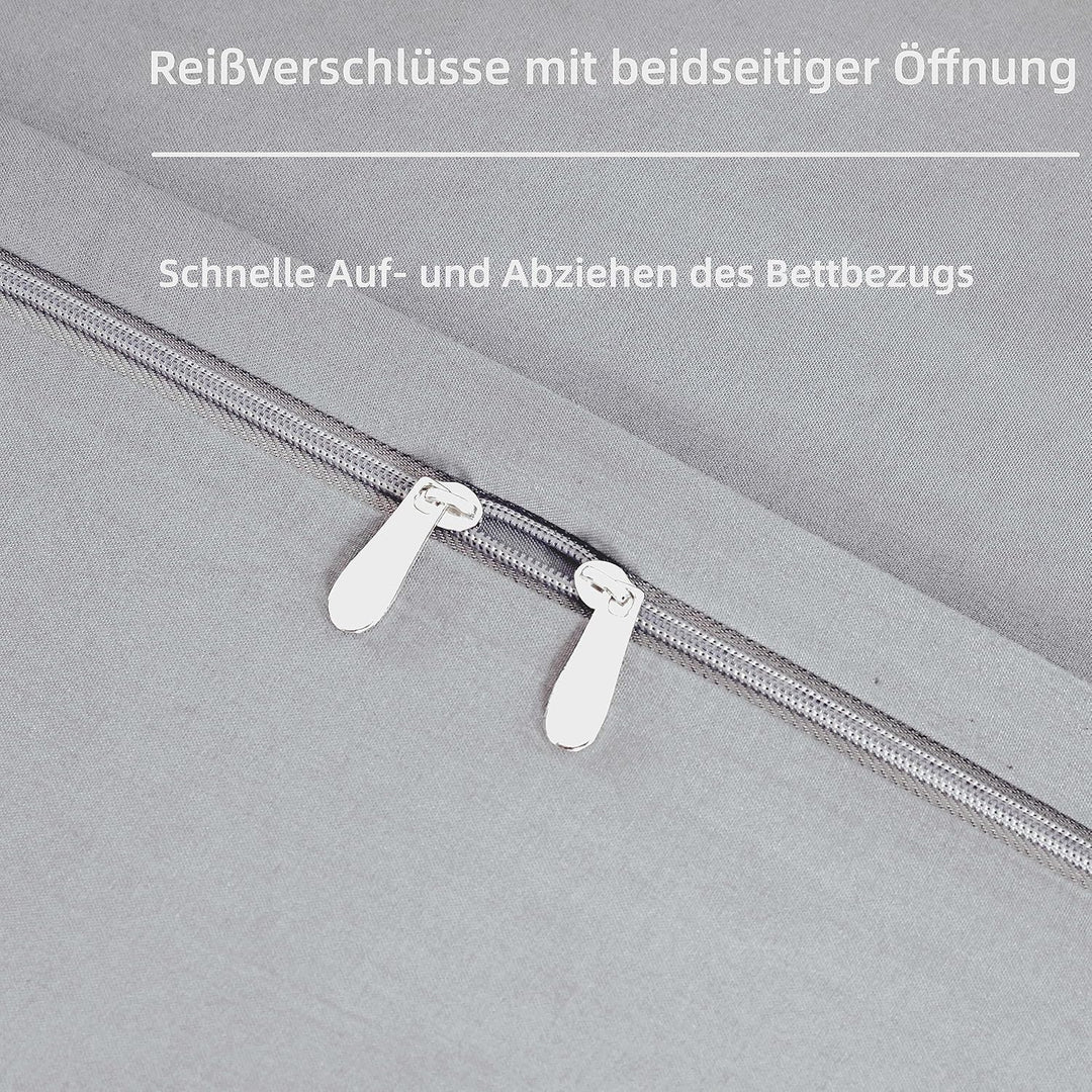 AYSW 100% Baumwolle Bettwäsche mit Reissverschluss 135x200 cm Hellgrau 1 Bettbezug mit 1 Kopfkissenb