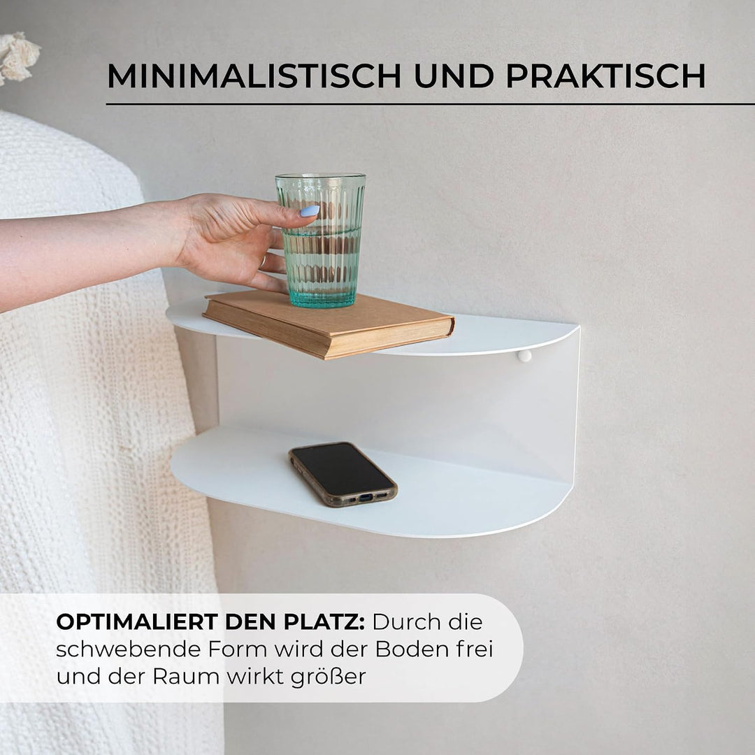 MILUKA Schwebender Nachttisch Hängend 2er Set aus Schwarz Metall 40x20 cm| Nachttisch Schmal mit 2 E