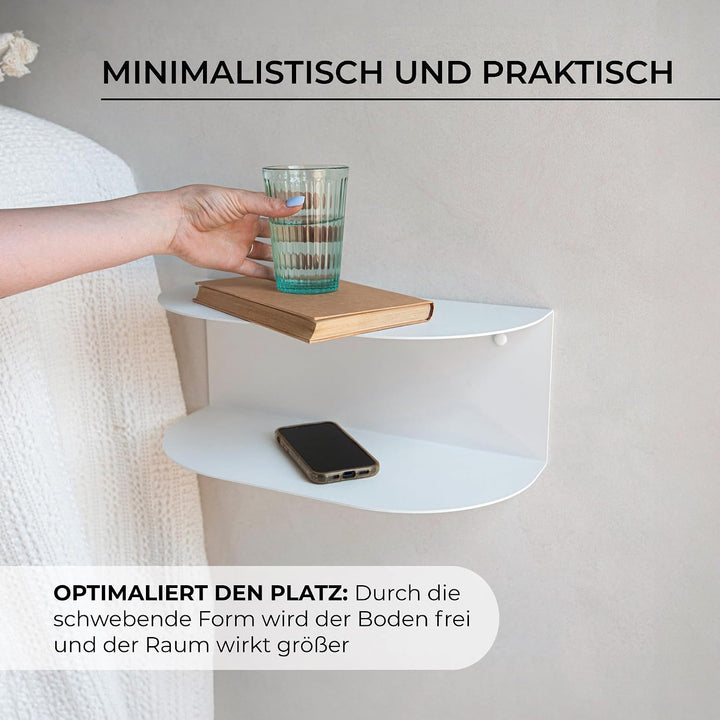 MILUKA Schwebender Nachttisch Hängend 2er Set aus Schwarz Metall 40x20 cm| Nachttisch Schmal mit 2 E