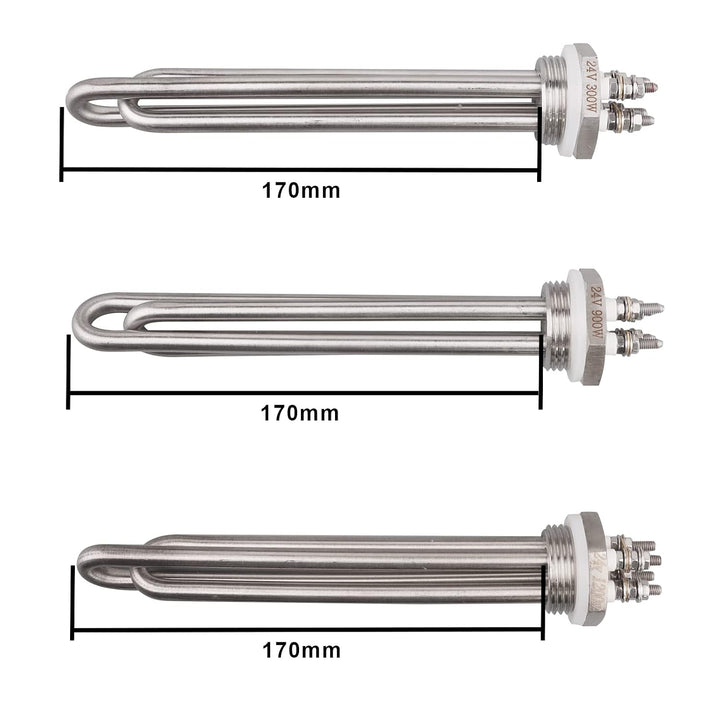 AIICIOO Heizelement Edelstahl 1 Zoll 2U 24V 1200W, 24V 1200W