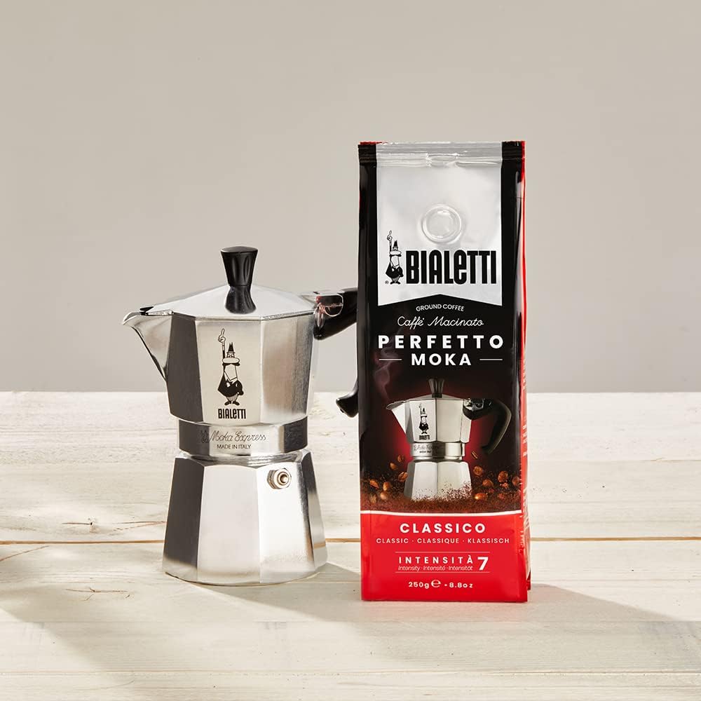 Bialetti Espressokocher plus 250 g Perfekt Moka Bialetti, nicht induktionsfähig, 3 Tassen (130 ml),