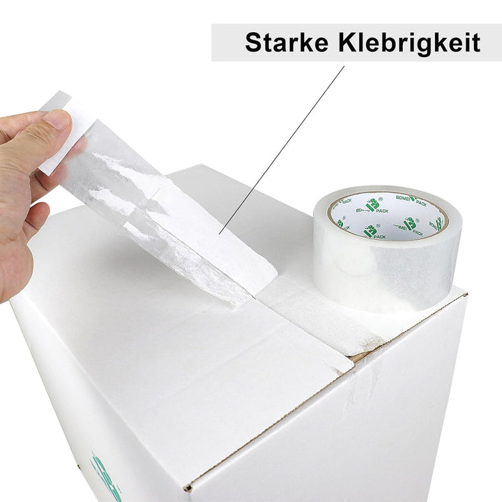 BOMEI PACK Paketklebeband 50 m x 48 mm - transparent - 2er Set mit Abroller - für Pakete und Karton