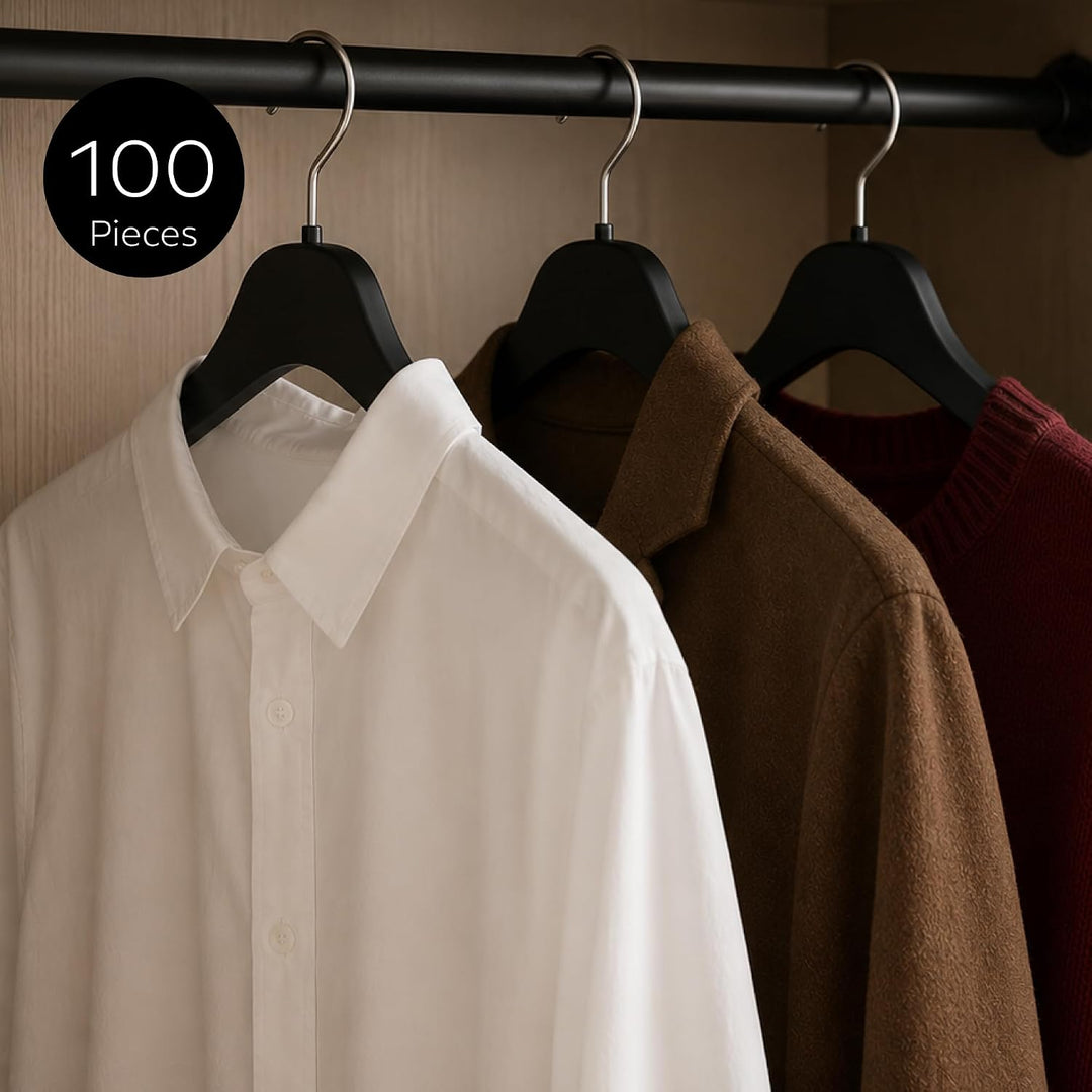 Hangerworld 100 Platzsparende Schwarze Kleiderbügel 43cm Robuster Kunststoff, 100