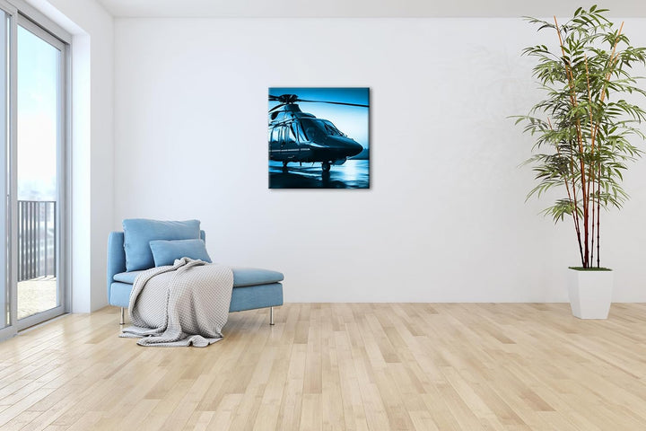 Notrufsignal über dem Meer im Format: 70x70 Effekt: Zeichnung als Leinwandbild, Motiv auf Echtholzra