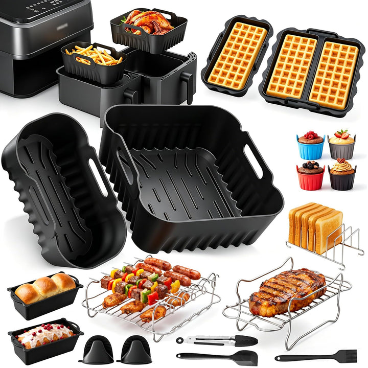 Heissluftfritteuse Silikonform Set für Philips Dual Basket 9L (6L+3L) | Airfryer zubehör Set für Phi