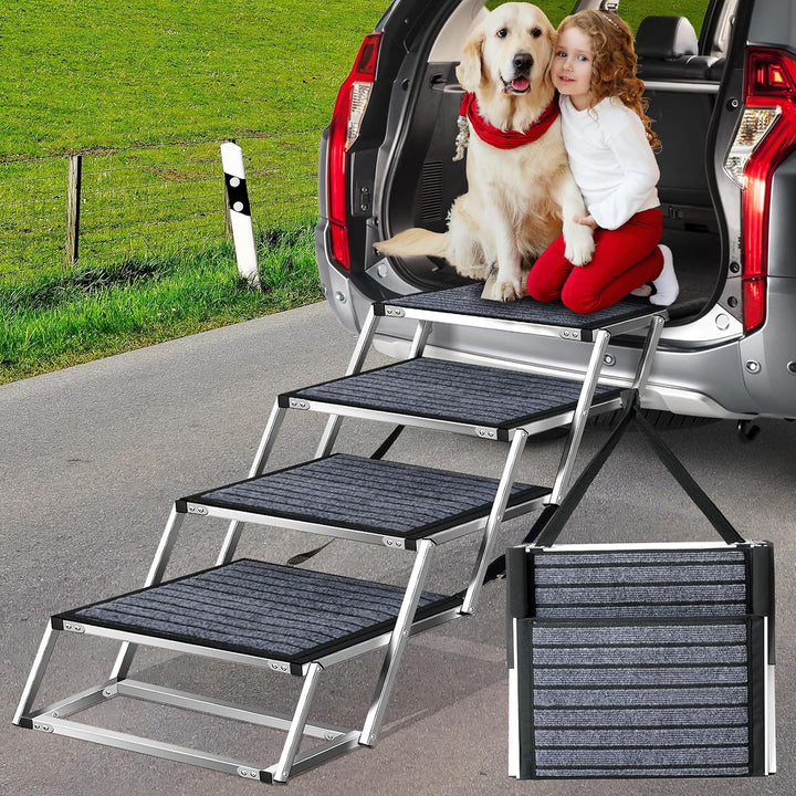 Extra breite 50,8 cm Faltbare Hunderampe für grosse Hunde, tragbare Aluminium-Haustierrampe mit Ruts