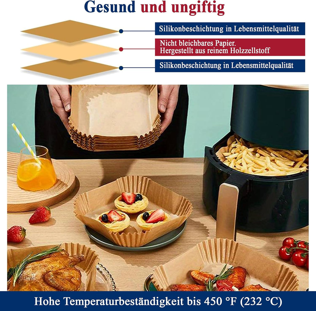 Backpapier für Heissluftfritteuse Ninja Doppelkammer 125 Stück Air Fryer Ninja AF300 EU AF400 AF451