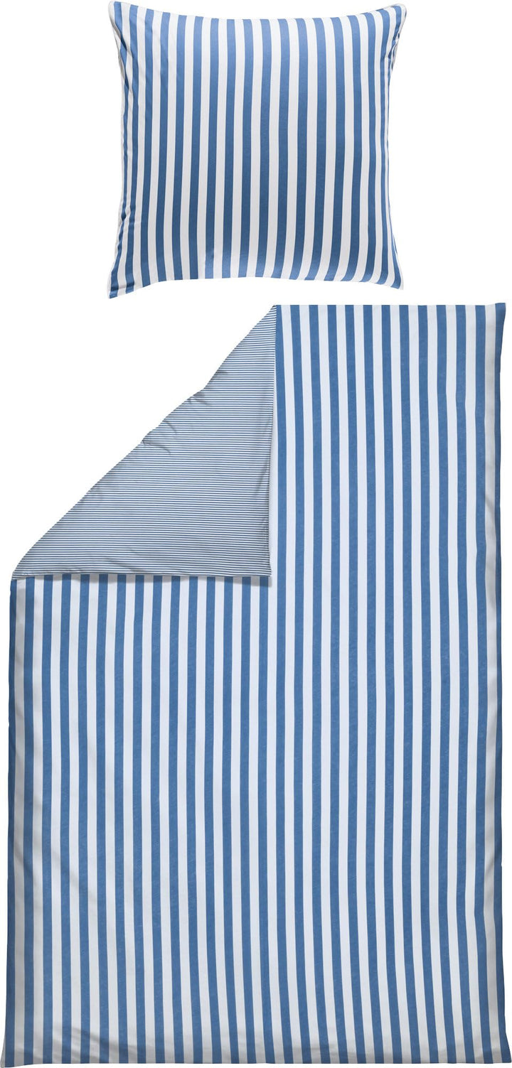 Erwin Müller Wende-Bettwäsche, Bettbezug, Kissenbezug Single-Jersey Streifen blau-weiss Grösse 155x2