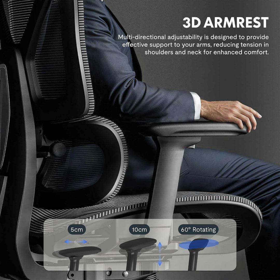 FLEXISPOT C7 LITE Ergonomischer Bürostuhl Schreibtischstuhl mit Fussstütze, 3D-Armlehnen, 3D-Kopfstü