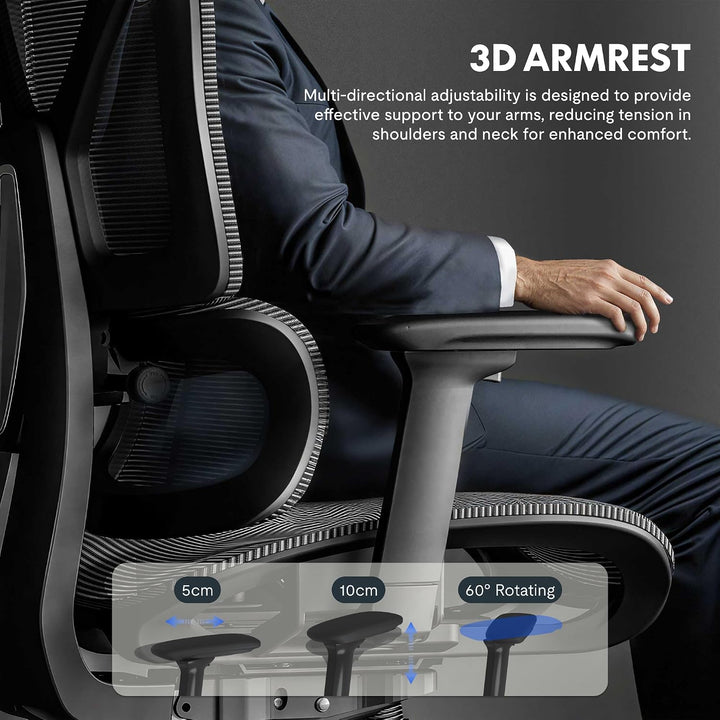 FLEXISPOT C7 LITE Ergonomischer Bürostuhl Schreibtischstuhl mit Fussstütze, 3D-Armlehnen, 3D-Kopfstü