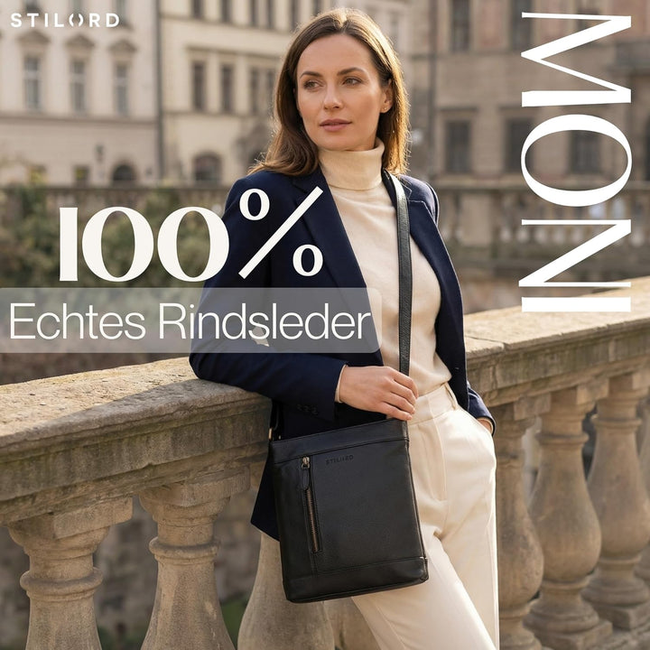 STILORD Moni Stylishe Crossbody Bag Damen Leder Mittel-Gross - Freizeittasche Echtleder Handtasche V