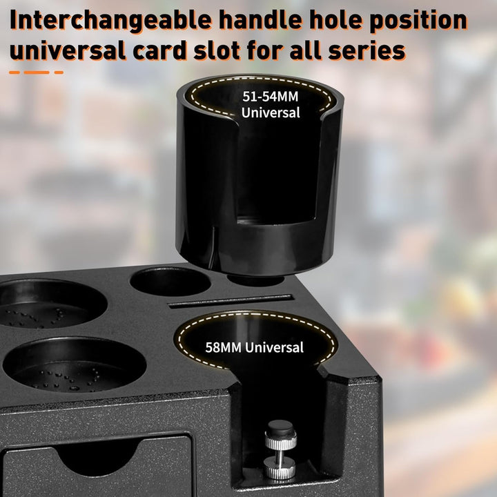 Tamperstation für Barista (51-58mm) | Schwarz Tamper Station aus ABS | Einstellbar Coffee Tamping St