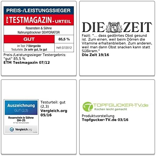 Rosenstein & Söhne Dörrapparat: Dörrautomat DH-25 mit 5 Dörr-Einsätzen