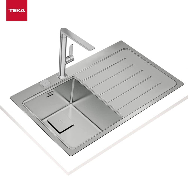 Teka Zenit RS15 1C 1E R Spüle 50 cm, Einbauspüle rechts, SilentSmart, automatischer Ablauf, quadrati