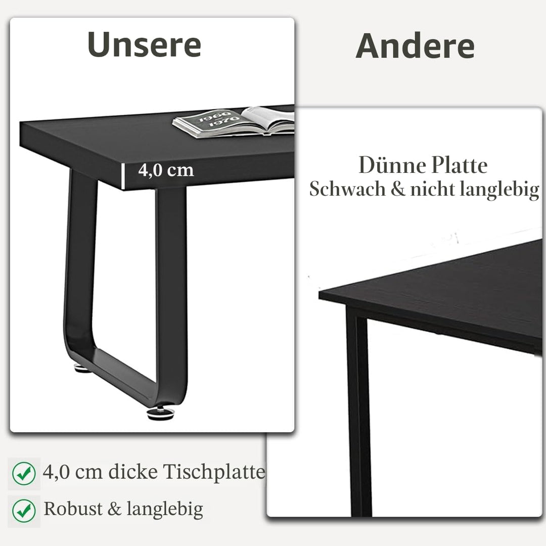 HSH Couchtisch, Wohnzimmertisch Tisch mit Metallgestell, Kaffeetisch für Wohnzimmer, Teetisch aus Ho