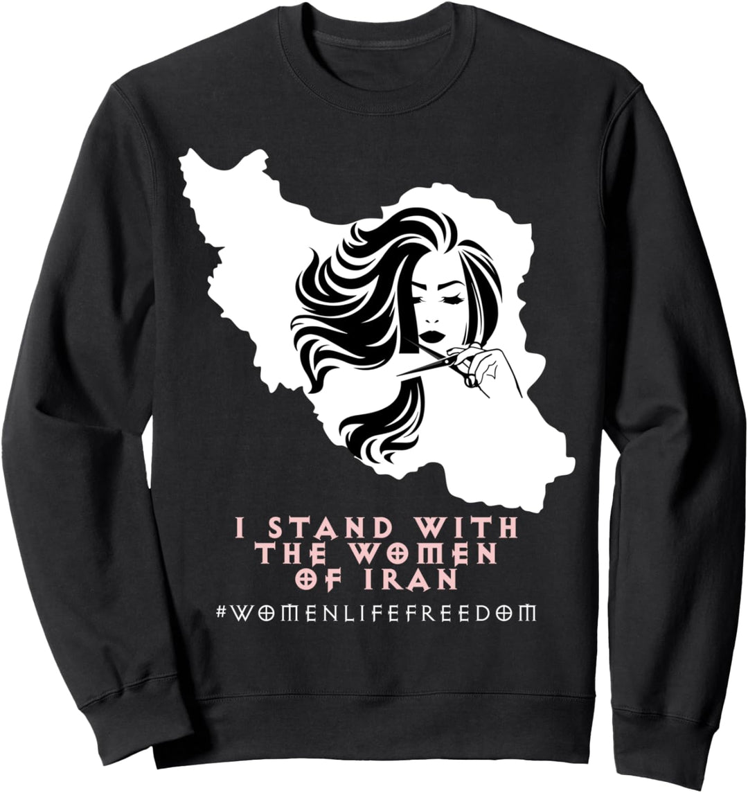Iran Map, I stand with women of iran, iranische Frau Haarschnitt Sweatshirt