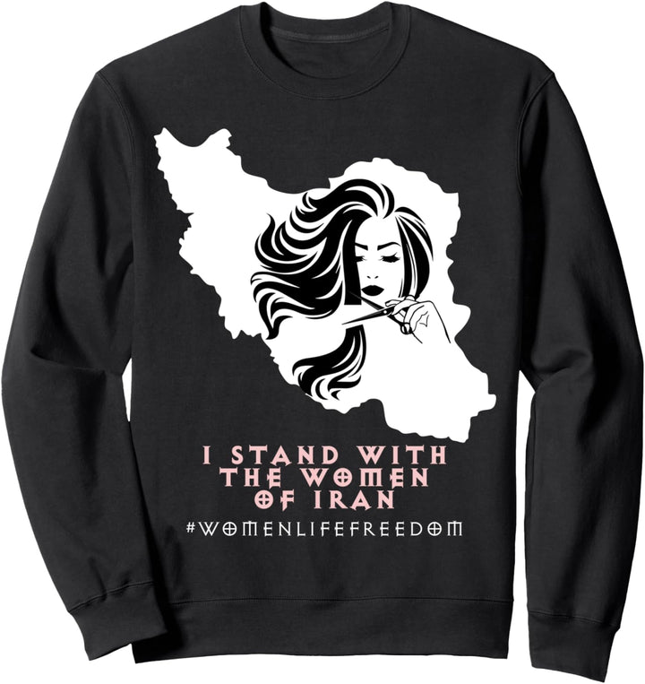 Iran Map, I stand with women of iran, iranische Frau Haarschnitt Sweatshirt