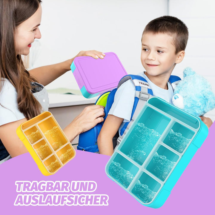SWVIODMT Brotdose Kinder mit Fächern 1300 ml Lunchbox für Kinder, Auslaufsichere Lunchbox mit 5 Fäch