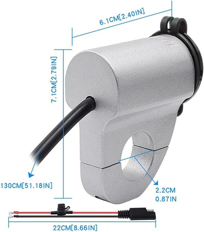 Motorrad USB Stromversorgung, Asudaro Motorrad Ladegerät Lenker Motorrad USB Steckdose Auto-Ladegerä