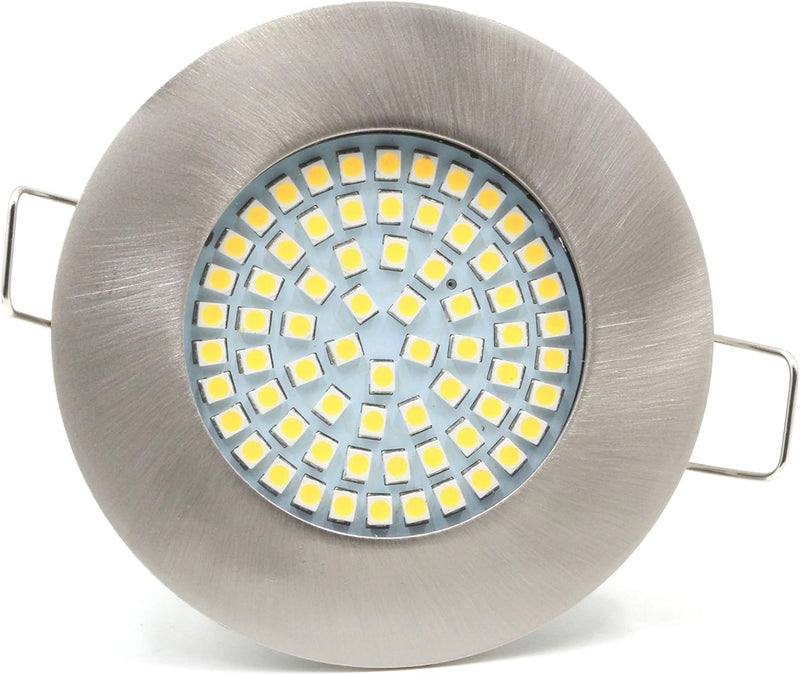 vislux LED Einbaustrahler 230V - 58mm - 70mm - Edelstahlgebürstete Einbauspots Badezimmer- Energiesp