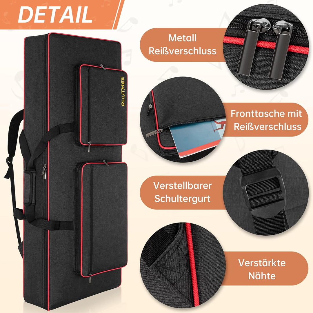 Keyboard-Tasche für 61/76/88 Noten, für E-Klaviere, 600D Oxford-Stoff mit 10 mm Startseite, Gigbag (