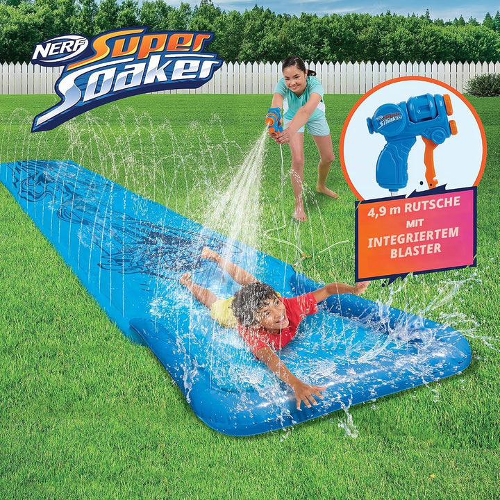 NERF Super Soaker Blast Wasserrutsche - Die ultimative 4,6 m Outdoor-Rutsche für Kinder - Inklusive