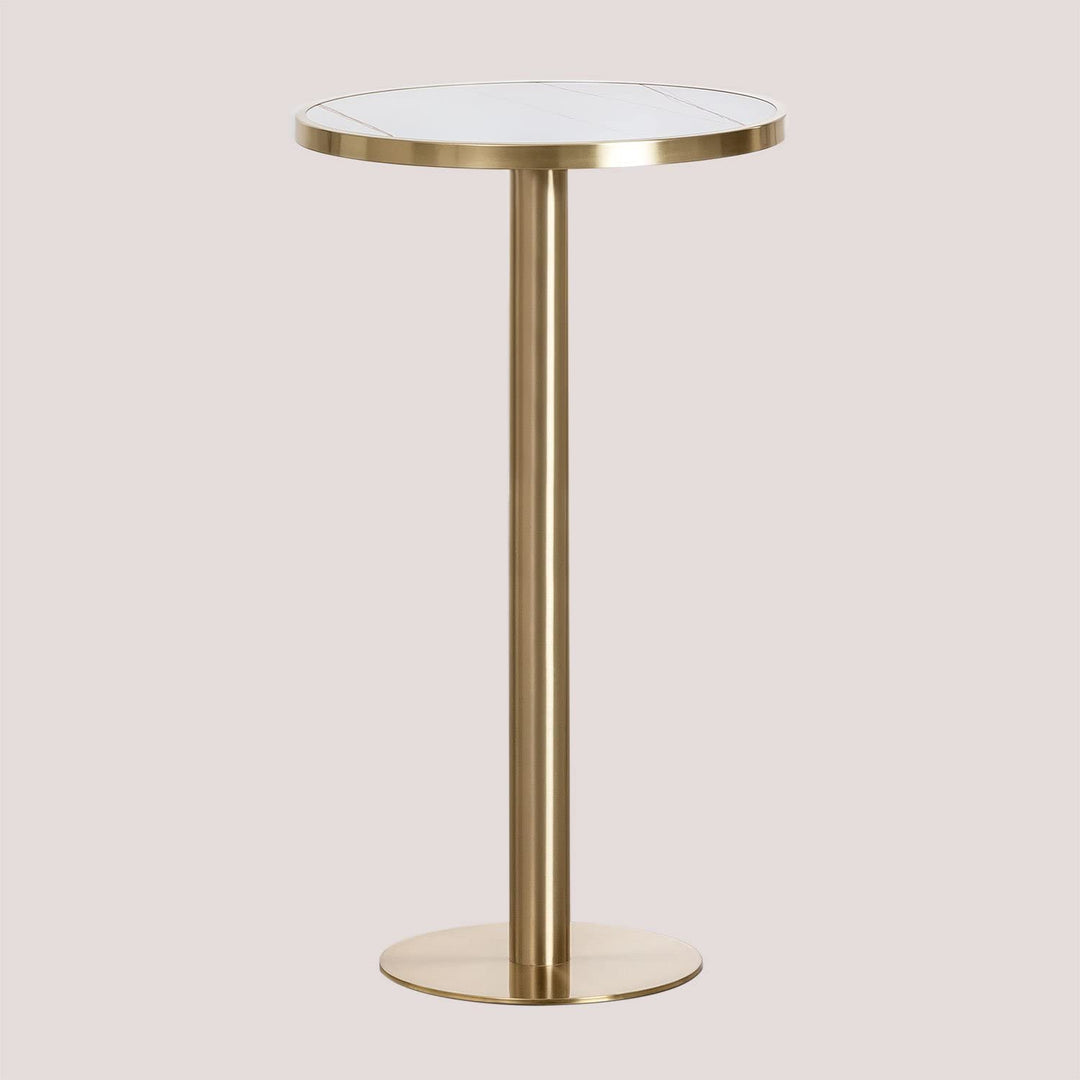 SKLUM Runder Stehtisch aus Steinzeug (Ø60 cm) Manhattan Weiss Gold Champagne, Weiss Gold Champagne