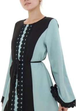 Djellaba für Damen 36 Grün und Schwarz, 36 Grün und Schwarz