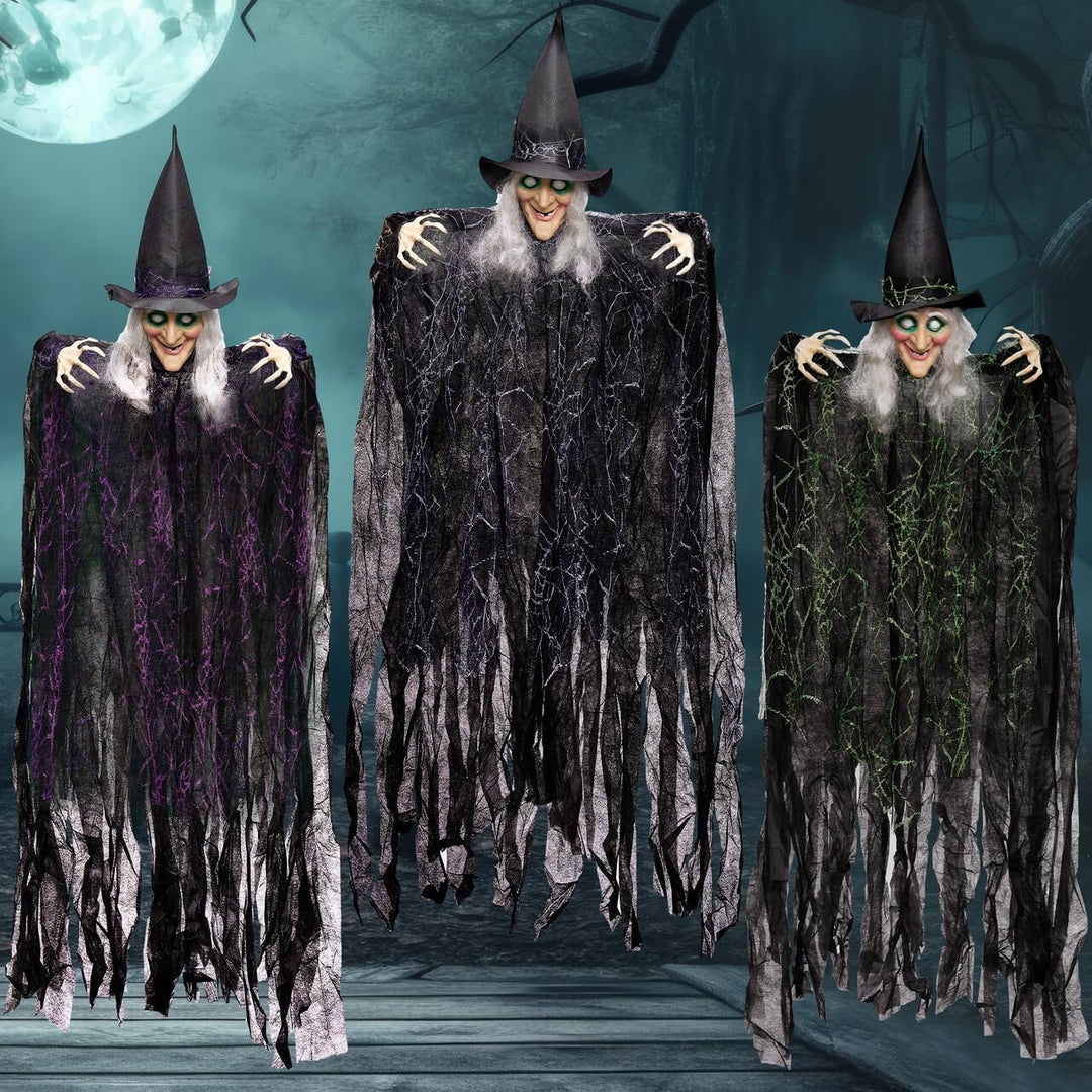 JOYIN 3 Stück Halloween hängende Hexen mit biegsamen Armen, 89,7 cm, Halloween hängende Dekorationen