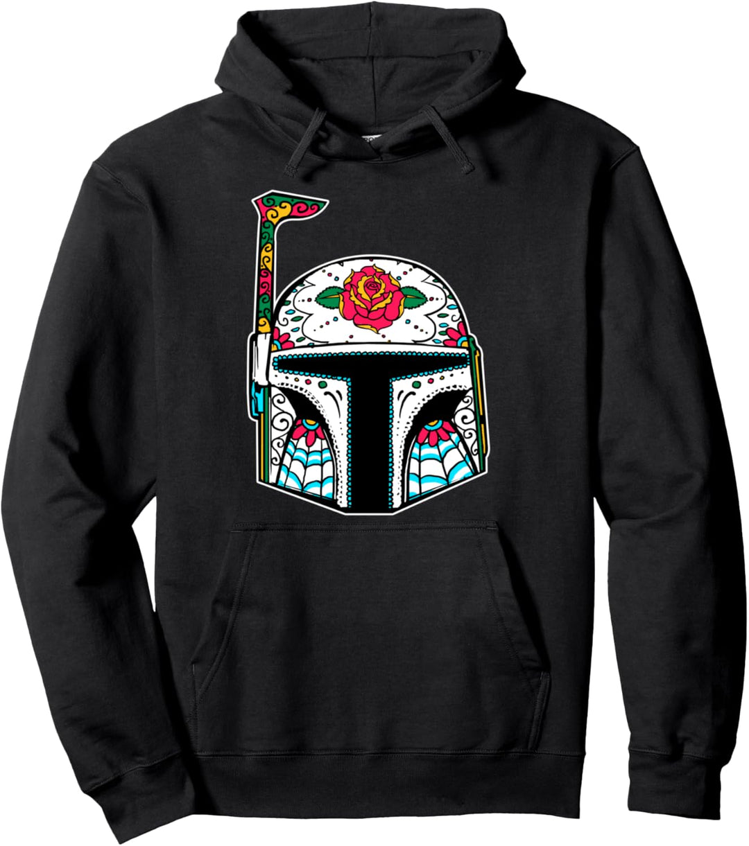 Star Wars Boba Fett Simple Floral Helmet Portrait Pullover Hoodie