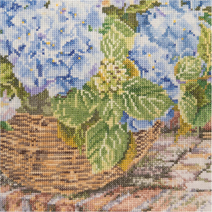 Thea Gouverneur - Kreuzstich-Set - Blaue Hortensie - Aida - 16 Count - Für Erwachsene - 2046A 2 x 21