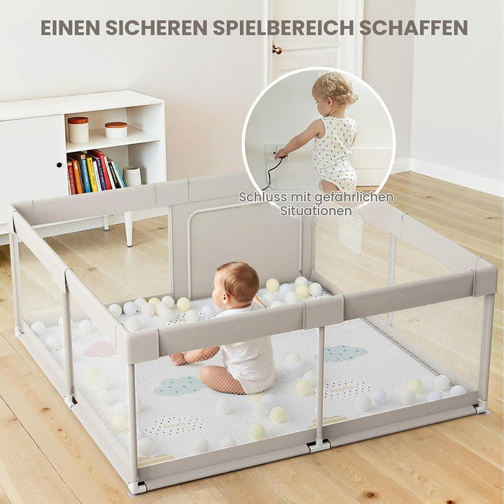 Baby Laufstall mit Matratze 150x150 cm - Laufgitter mit matte