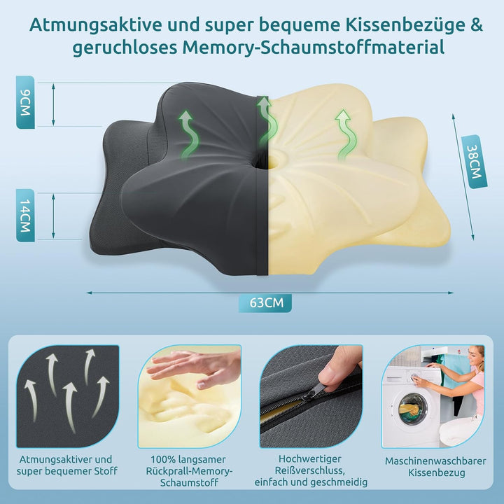 DONAMA Memory Foam Kissen ergonomisches Nackenkissen Kopfkissen Seitenschläferkissen für Seiten, Rüc