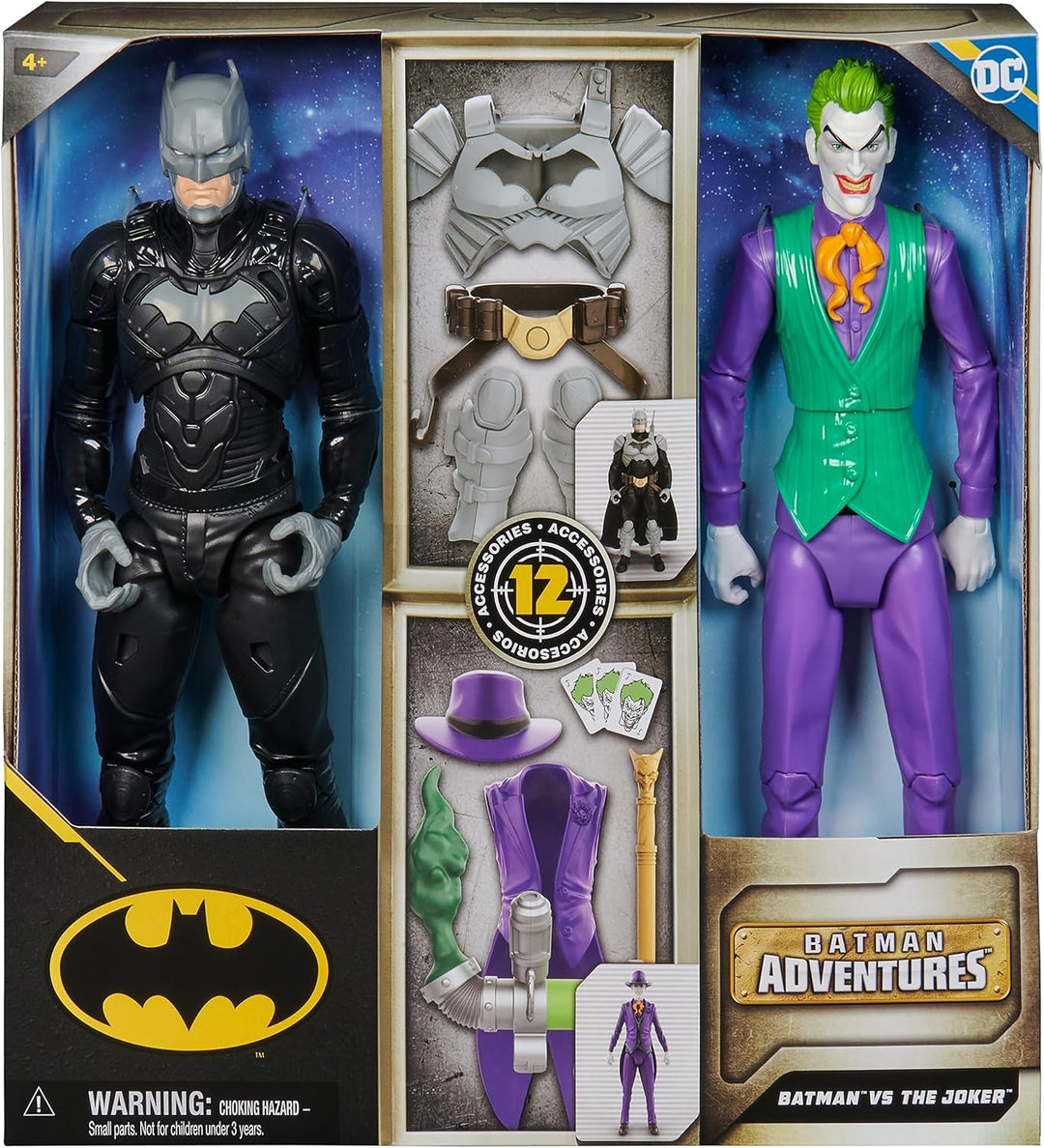 DC Batman Adventures Batman vs The Joker Action-Figuren Set, 30 cm - 2 voll bewegliche Figuren mit 1