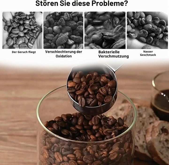 PRITOK Kaffeedose Luftdicht: 1700ml Kaffeedose mit Auslassventil und Datumsanzeige, Vakuum Kaffee Do