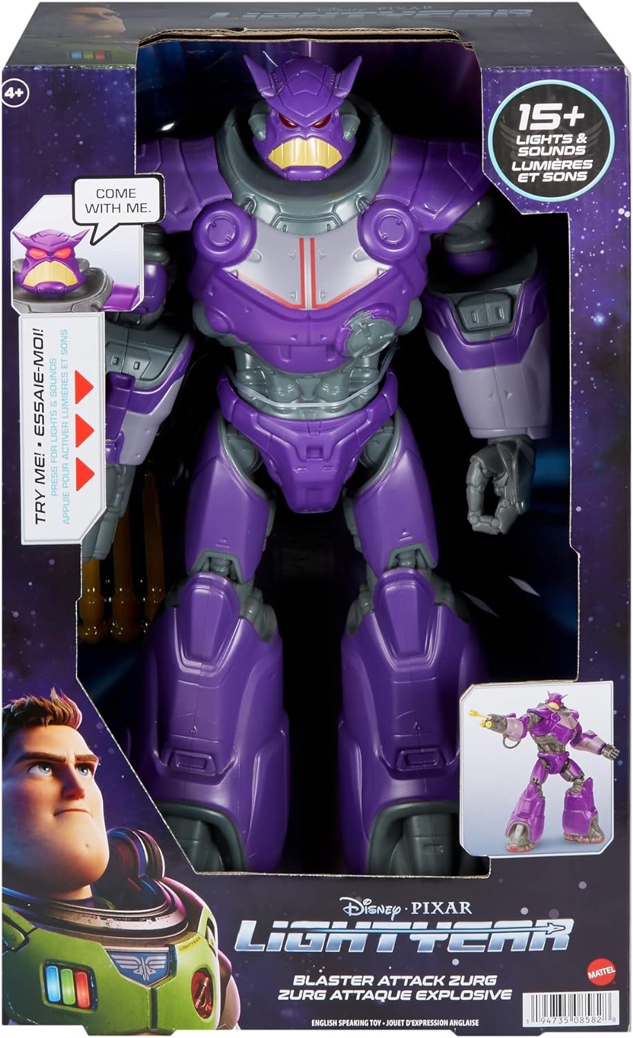 Buzz Lightyear HJJ29 - Buzz Lightyear Blaster Attack Zurg Action-Figur mit 11 beweglichen Gelenken,
