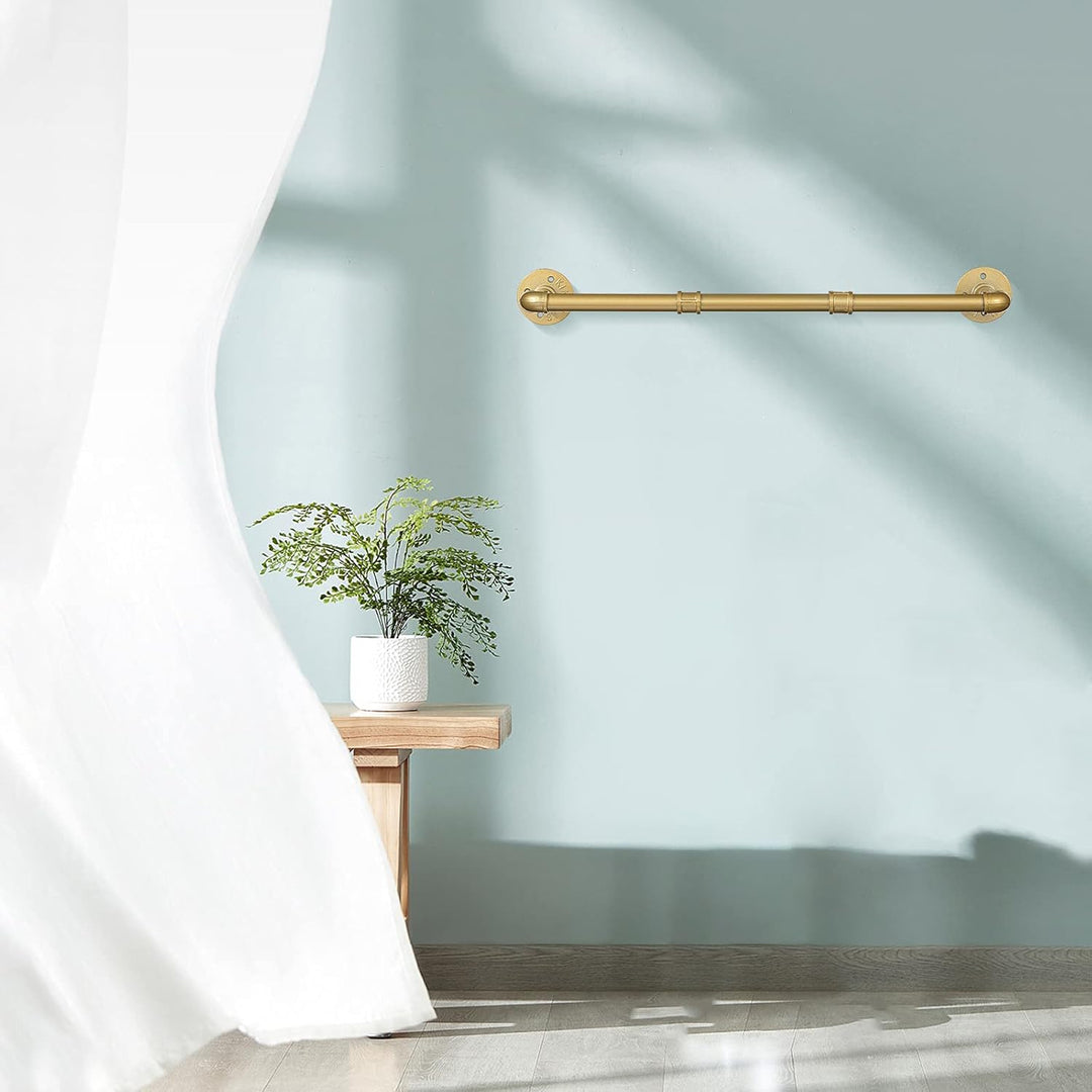 Kleiderstange Wandmontage Golden 76 cm, Klassische und Vintage Garderobenstange im Industrie-Design