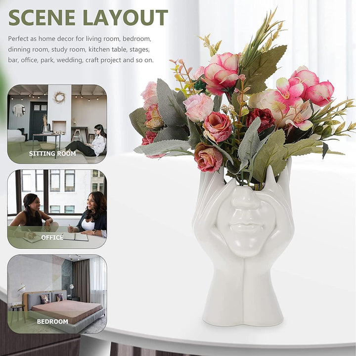 Yundxi Keramik Gesicht Vase Blumenvase Minimalistischen Stil Keramikvasen für Home Office Dekor Händ