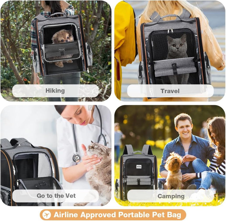 Klarer Haustier-Rucksack Erweiterbarer Katzen-Rucksack Tragetasche Haustier-Rucksack für kleine und
